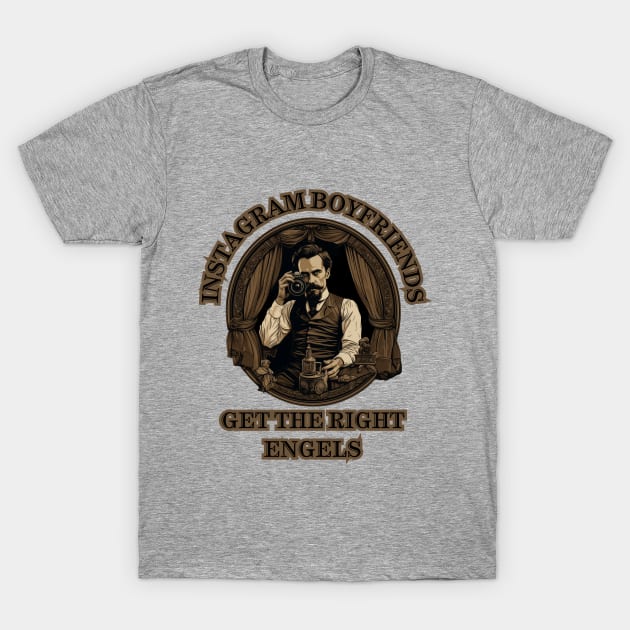 Funny philosophical Friedrich Engels dark design - Instagram Boyfriends Meme T-Shirt by SocraTees